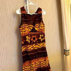 Chaudry KC Brown/Orange Linen Dress Size Medium NWT